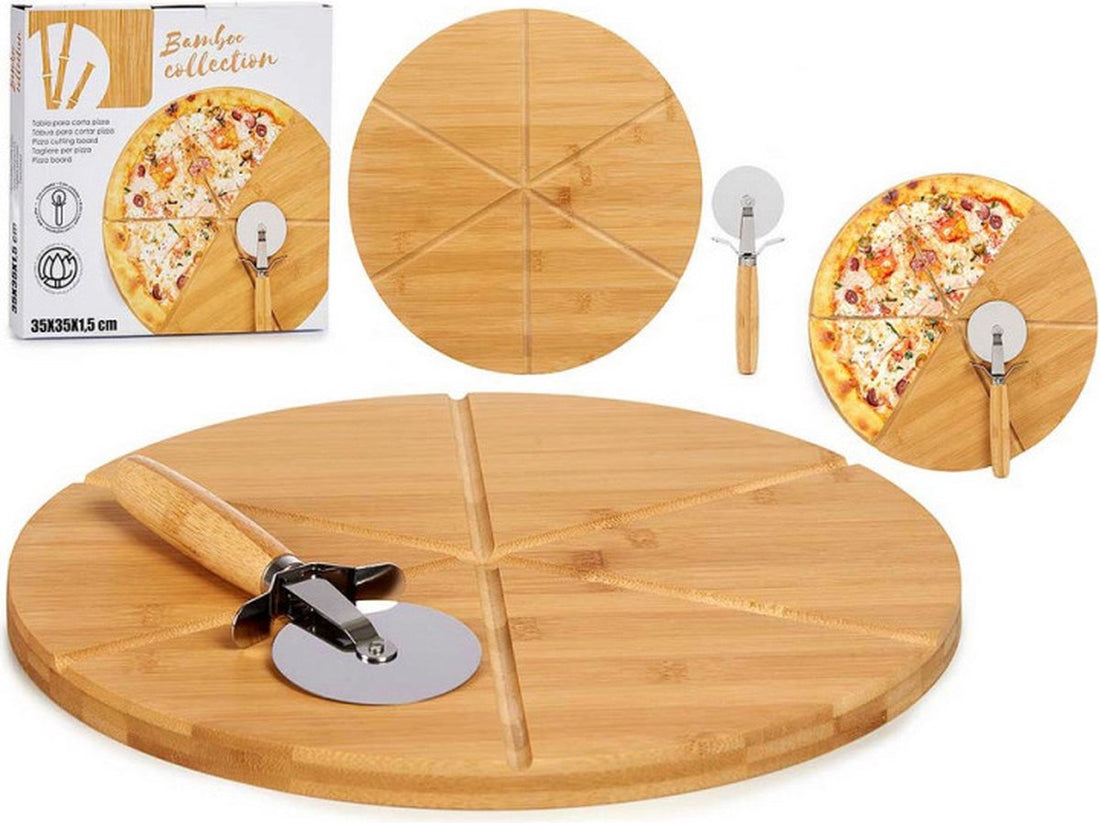 Planche à découper Pizza Marron Bambou (Ø 35 cm)