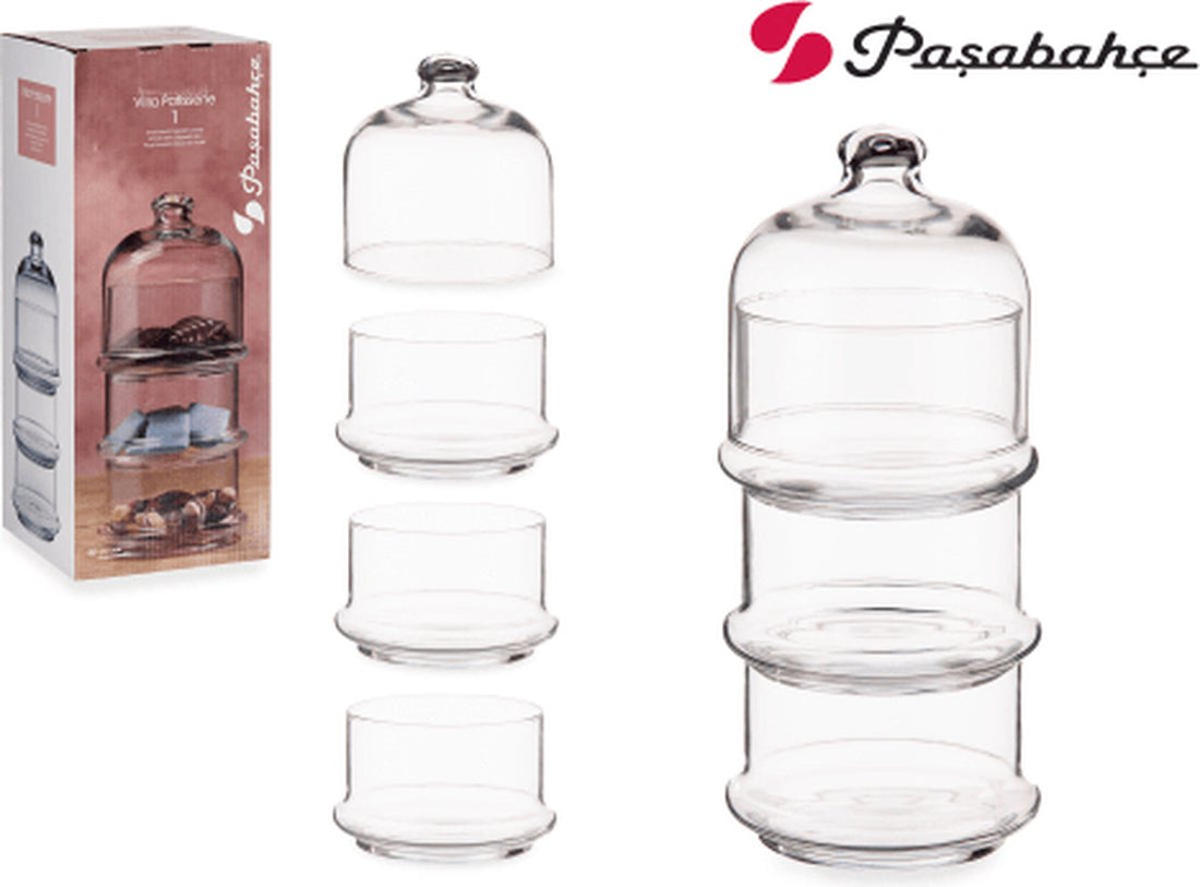 Bonbonnière - 3-Tier Glass Storage Jar - With Lid