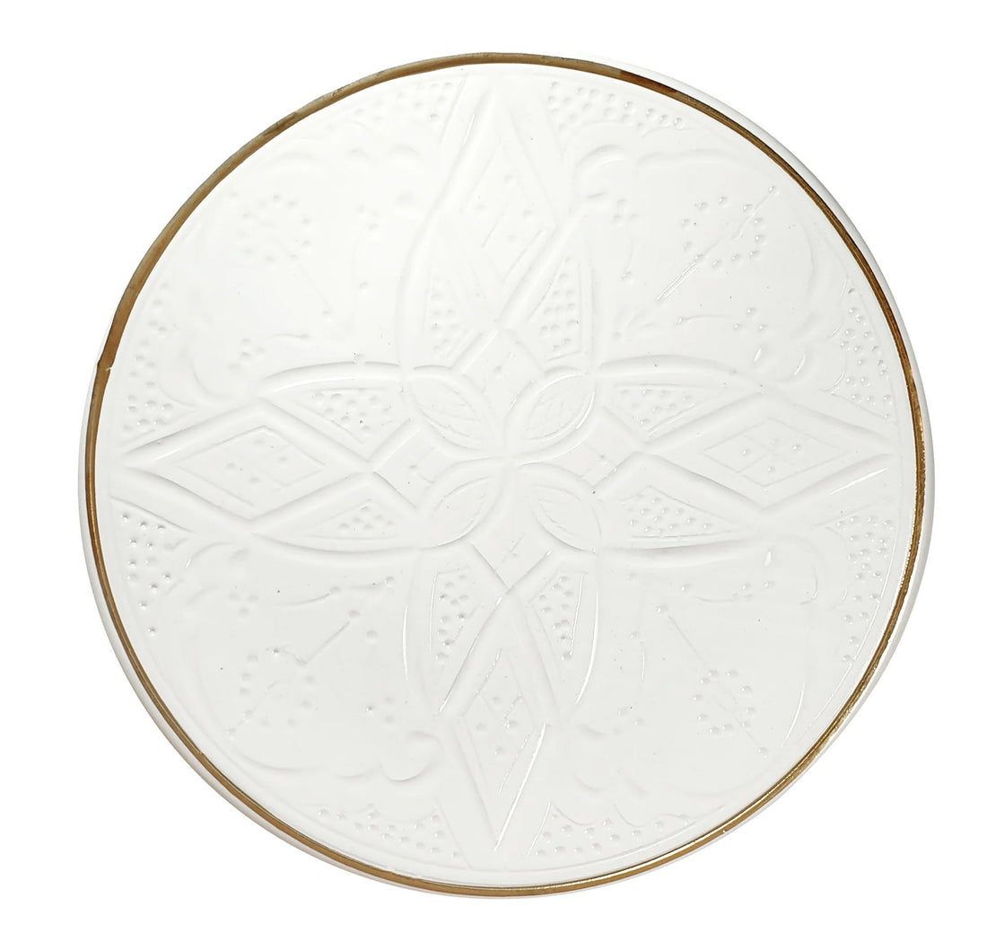 Marokkaans plat bord Empreinte – wit met 12 karaat gouden rand, Ø 17 tot 30 cm – foto 3