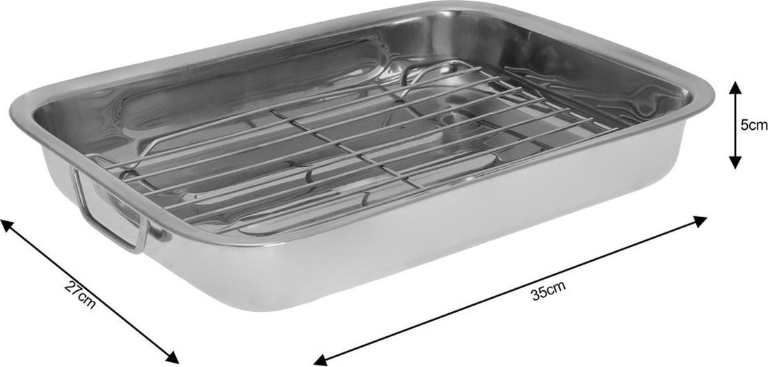Kinghoff braadblik / bakplaat met rooster – RVS, 36 x 27 x 5,5 cm – foto 3