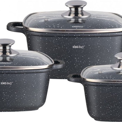 Kinghoff - Braadpannen set - 6 delig - marmeren coating