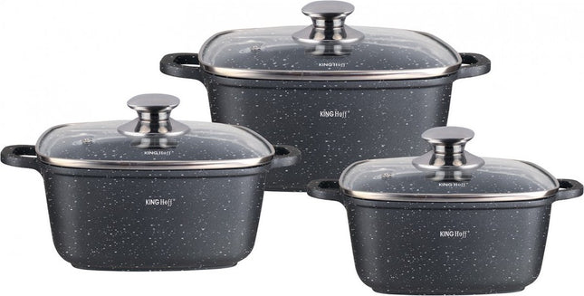 Kinghoff - Braadpannen set - 6 delig - marmeren coating