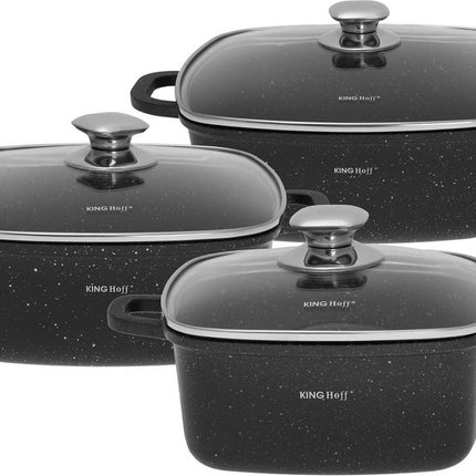 Kinghoff - Braadpannen set - 6 delig - marmeren coating