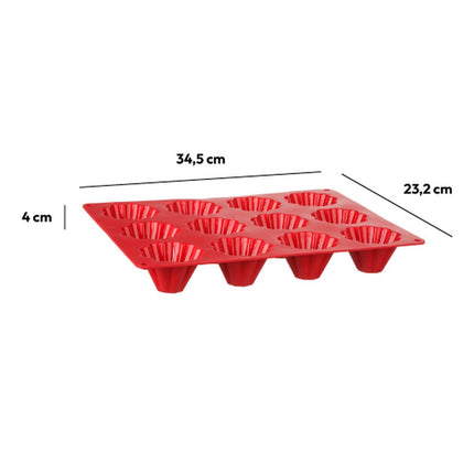 Siliconen briochevormen 34,5 x 23,2 x 4cm voor 12 briochevorm