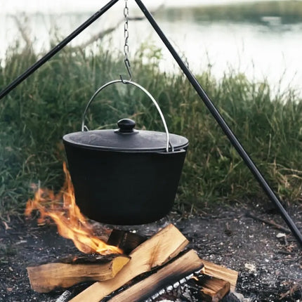 Brizoll KT06-1 Gietijzeren Ketel met Deksel 6L - Ideaal voor Koken op Open Vuur, Camping en Picknicks
