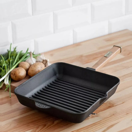 BRIZOLL Gietijzeren Grillpan Vierkant met Afneembare Handgreep - Alle warmtebronnen