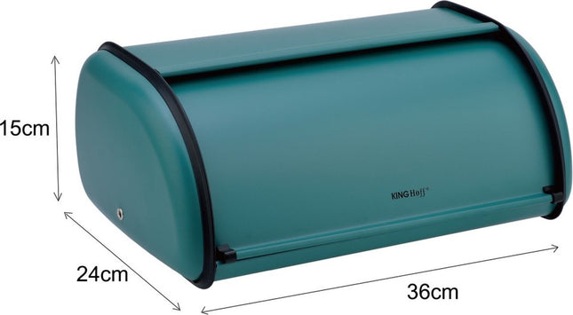 Broodtrommel - RVS - Groen - Retro - 36x24x15 cm