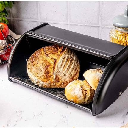 Broodtrommel - RVS - Zwart - Retro - 36x24x15 cm