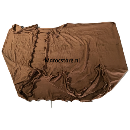 Hoofddoek sjaal Jersey met steentjes en satijnen lijn
