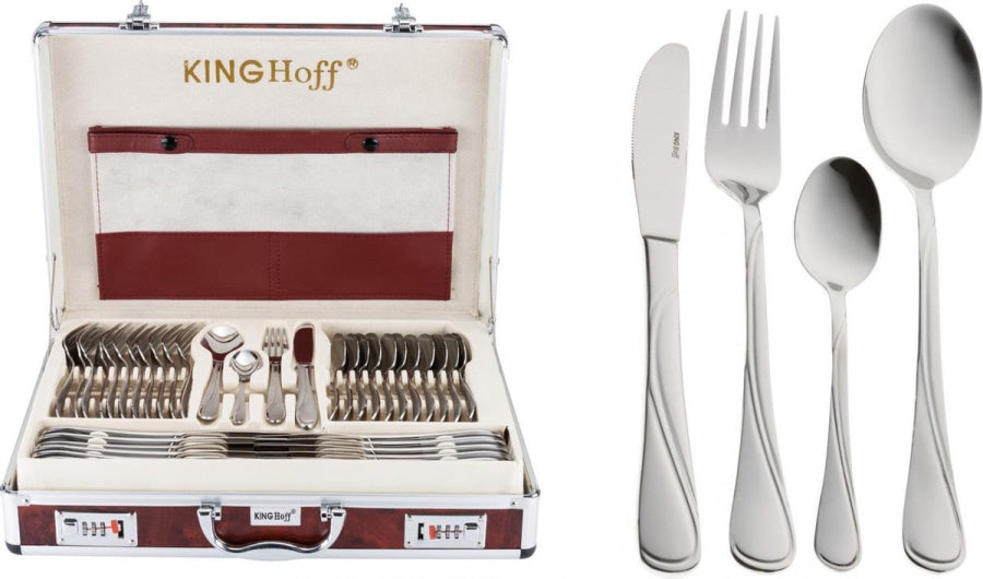 Cutlery set - 12-person - 72-piece - Luxury storage case - 18/10