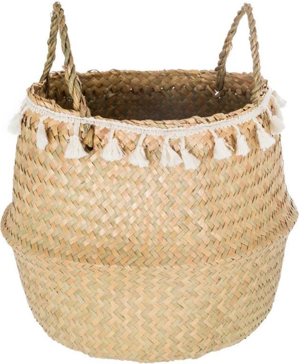 Panier de rangement / Panier ventral en jonc de mer - Couleur sable Ø31 cm