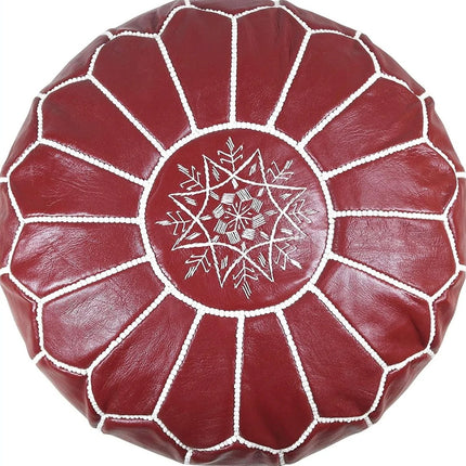 Leren Poef - Handgemaakt en hoge kwaliteit - Burgundy