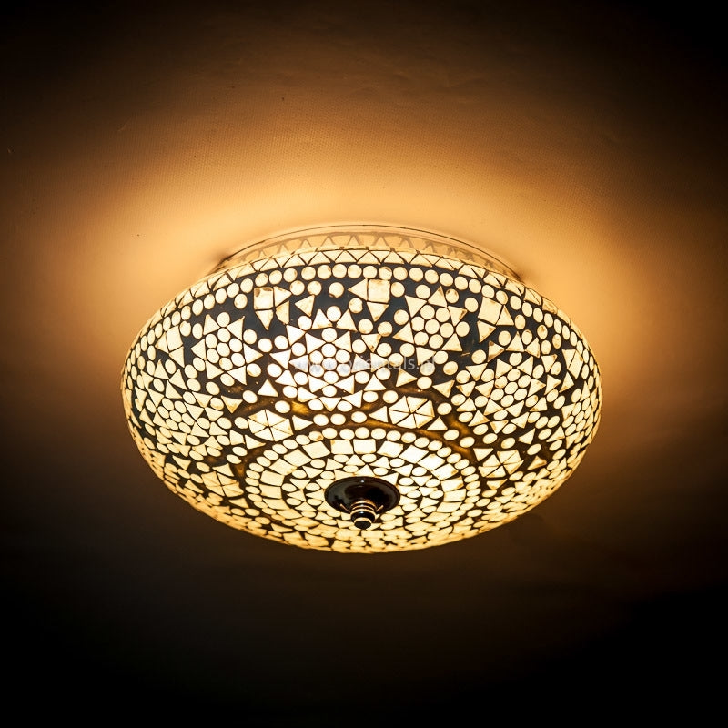 Oriental mosaic ceiling light - Mediterranean design 25 cm - black and white