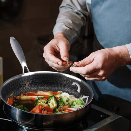 Cainfy super anti-aanbaklaag pro pan  met deksel -Ø 28 cm - Honingraat Heavy Duty anti-aanbak - Vaatwasmachine- en ovenbestendig