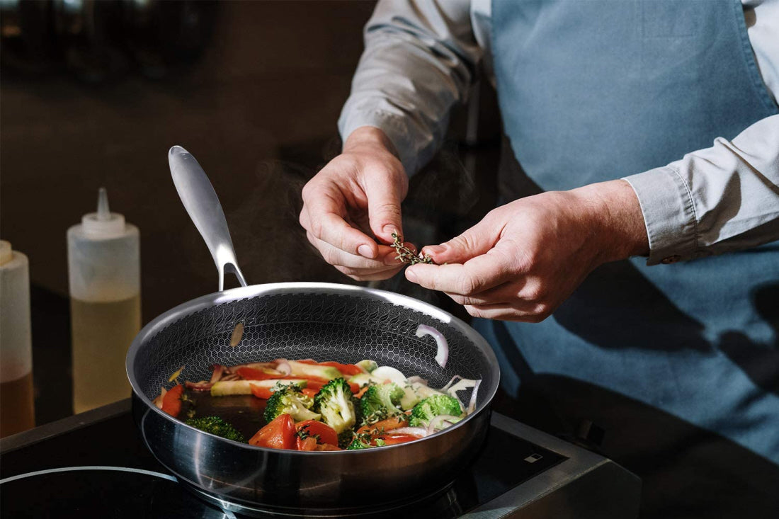 Cainfy super non-stick pro pan with lid - Ø 28 cm - Honeycomb heavy-duty non-stick - Dishwasher and oven safe