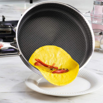 Cainfy super anti-aanbaklaag pro pan  met deksel -Ø 28 cm - Honingraat Heavy Duty anti-aanbak - Vaatwasmachine- en ovenbestendig