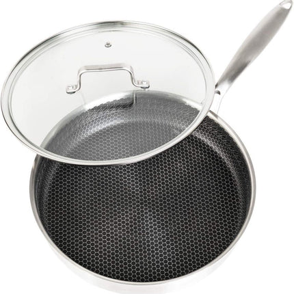 Cainfy super anti-aanbaklaag pro pan  met deksel -Ø 28 cm - Honingraat Heavy Duty anti-aanbak - Vaatwasmachine- en ovenbestendig