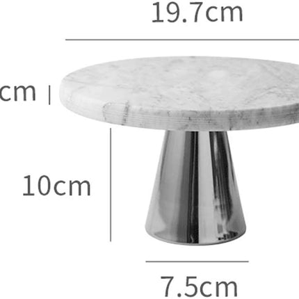 Marmeren plateau op voet wit/zilver