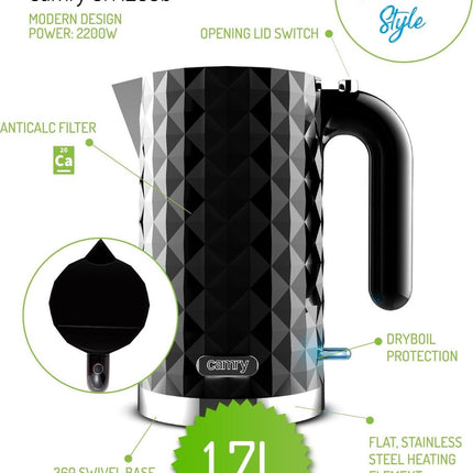 Camry CR 1269b - Waterkoker - 1.7 liter - zwart trendy