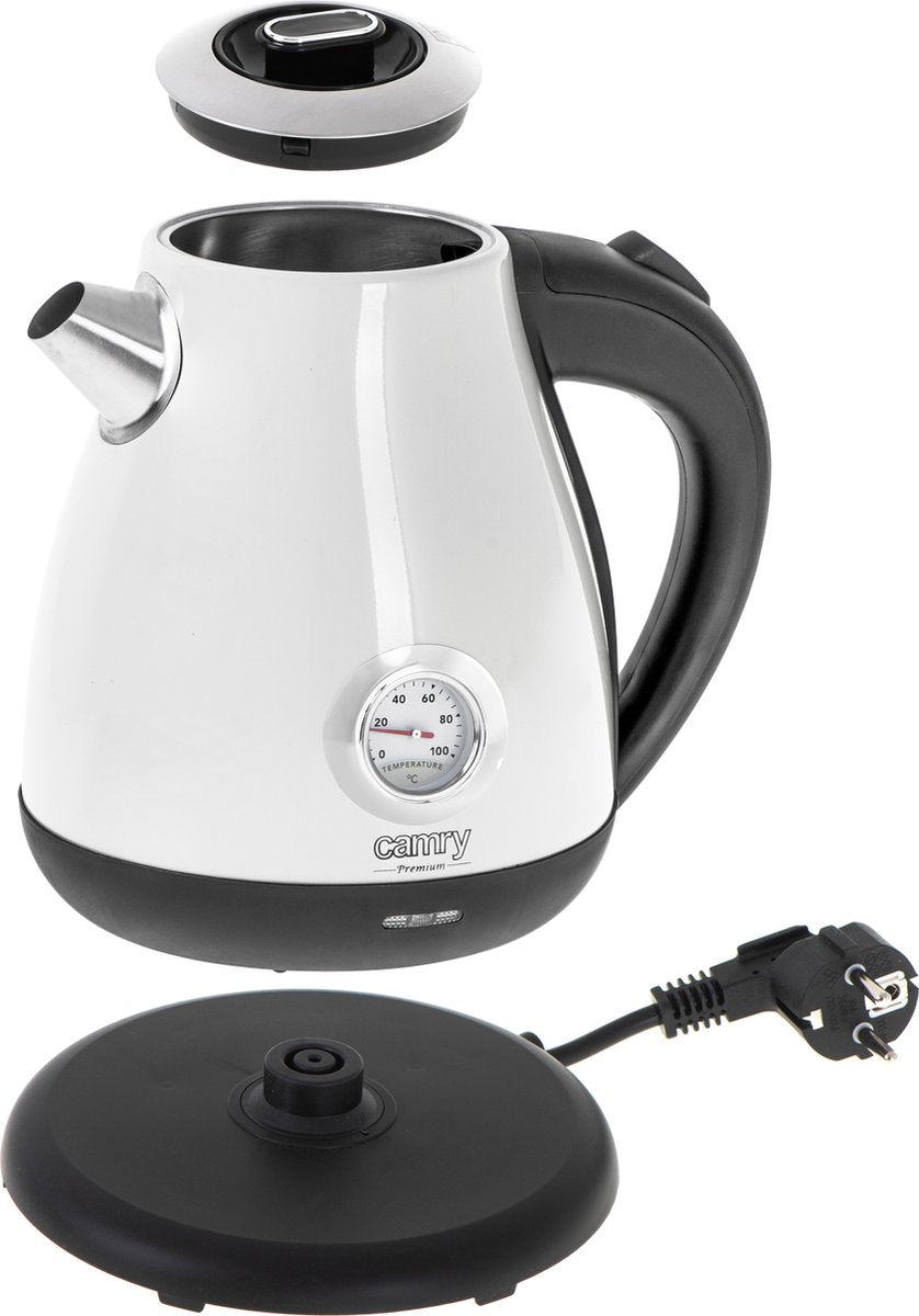 Electric kettle with thermometer - 1.7 liters - WHITE