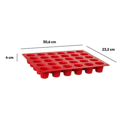 Cannelés bakvorm siliconen 30,6 x 23,2 x 4cm | 30 Vormen