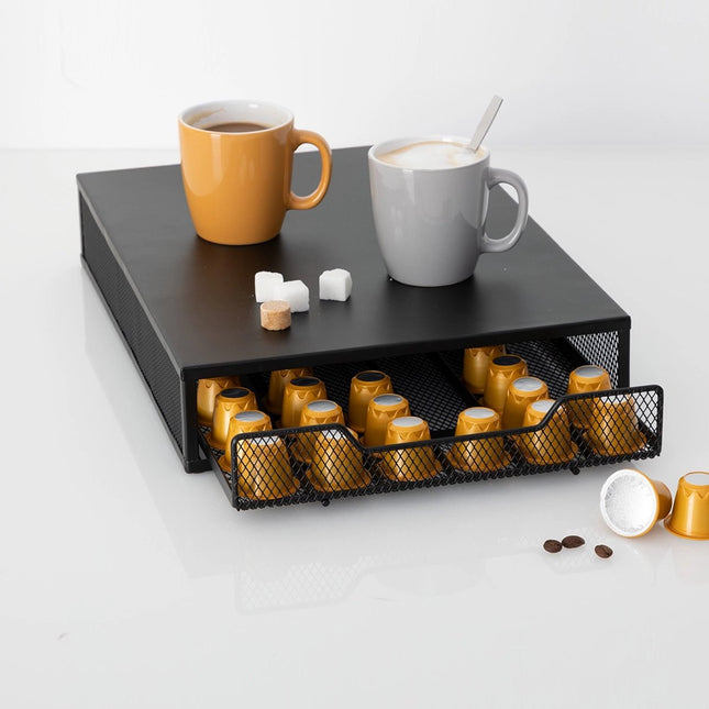 5five Koffie cup/capsule houder/dispenser - metaal - voor 60 cups - 26 x 35 x 7 cm