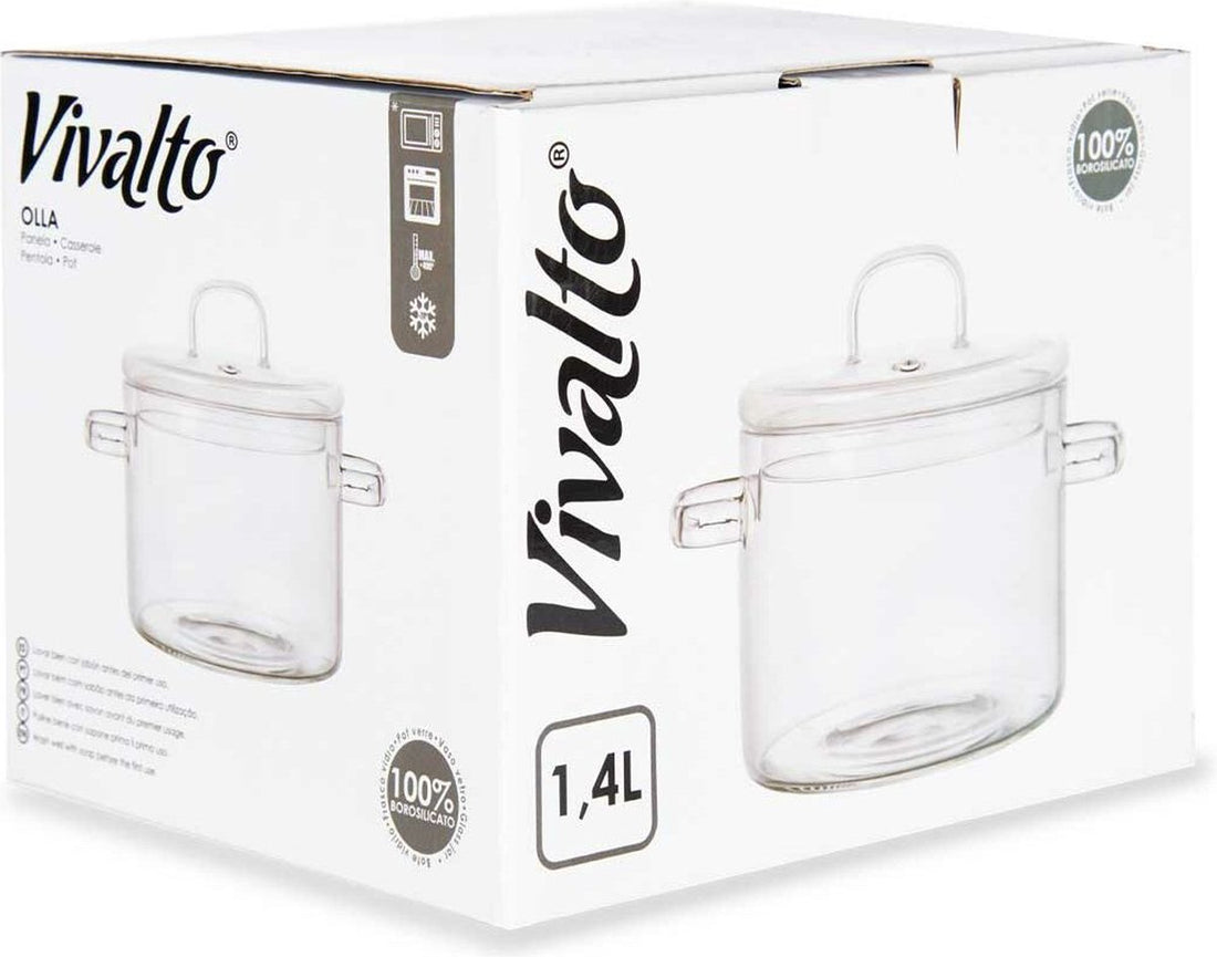Faitout avec couvercle Verre borosilicate Transparent