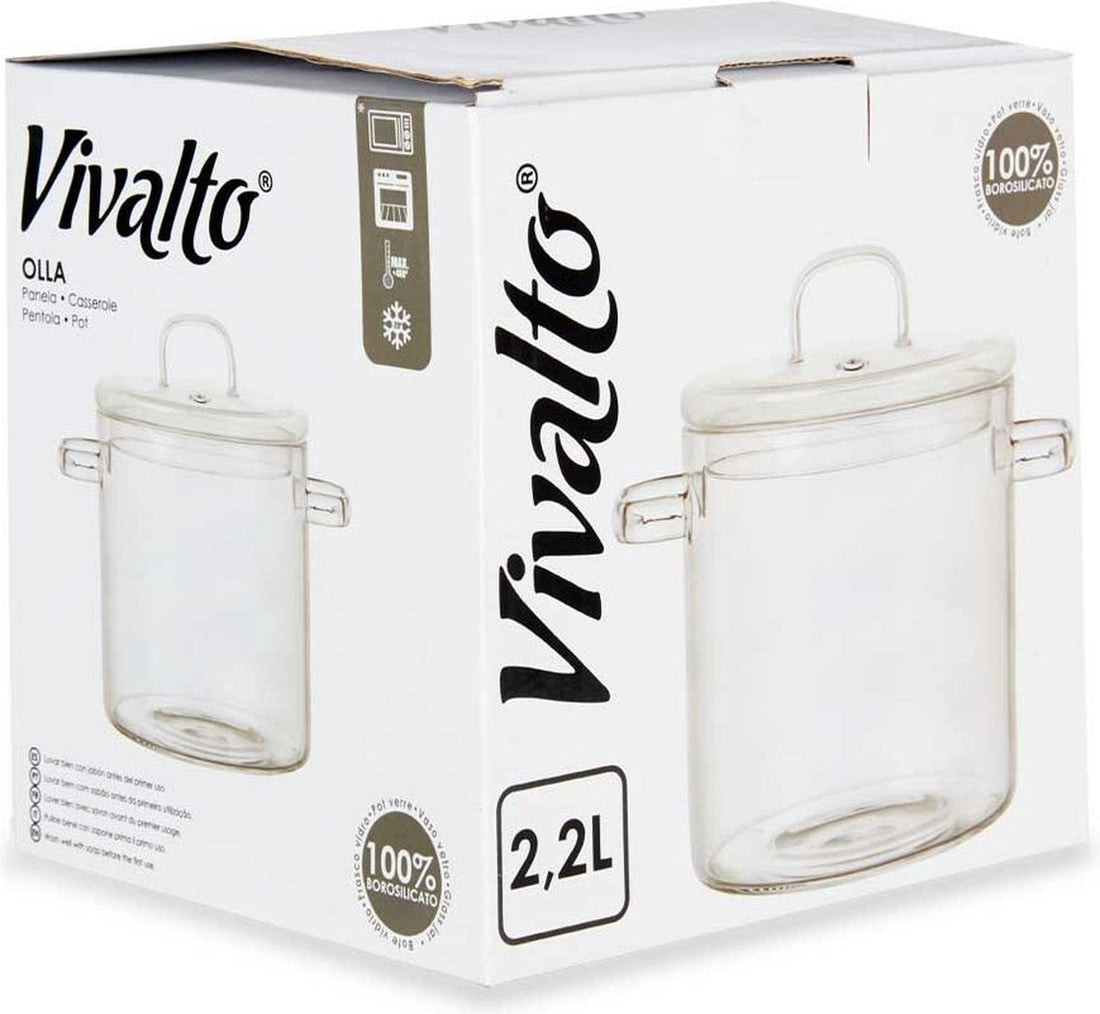 Faitout avec couvercle Verre borosilicate Transparent