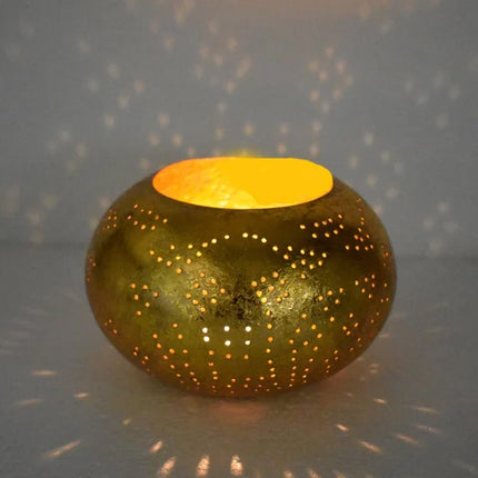 Oosterse waxinehouder filigrain - ufo-vintage -goud/goud