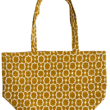 Marokkaanse Handgemaakte Fluwelen XL Shopper met Gouden Accenten - Tote Bag