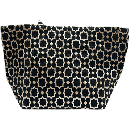 Marokkaanse Handgemaakte Fluwelen Shopper met Gouden Accenten - Tote Bag -zwart
