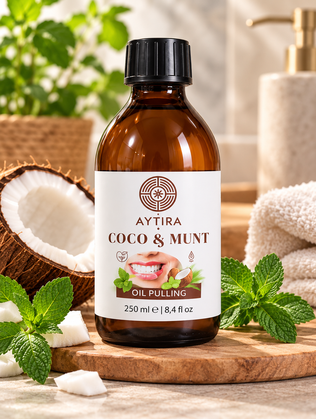 AYTIRA Coco & Munt Mondspoeling – 250 ml – Kokosolie & Munt – Frisse Adem – Dagelijkse Mondverzorging