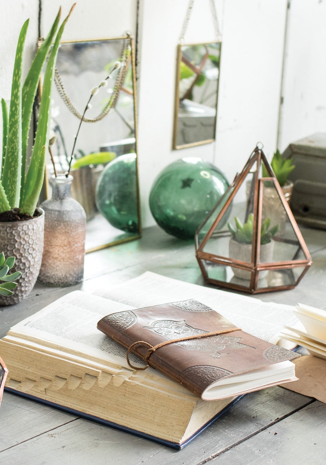 Geometric planter / lantern - copper finish