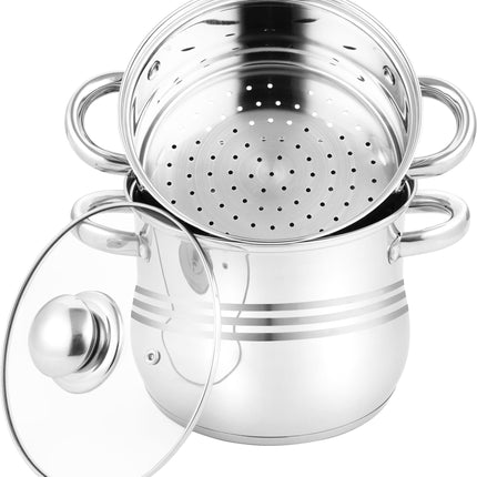 Couscoussier/stoomkoker/kookpan, 3-in-1, roestvrij staal, voor alle warmtebronnen