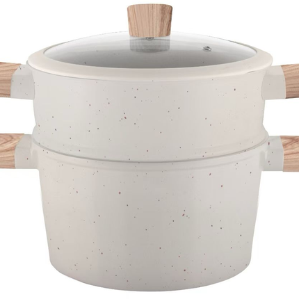 Stoompan 3-in-1 - 6,5L Couscous Pan - Inductie & Alle Warmtebronnen - Cast Aluminium - Rijst- & Groentestomer - Met Vergiet & Glasdeksel - Vaatwasmachinebestendig