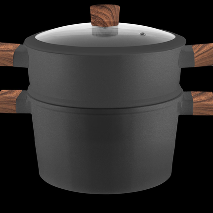 Stoompan 3-in-1 - 5L Couscous Pan - Inductie & Alle Warmtebronnen - Cast Aluminium - Rijst- & Groentestomer - Met Vergiet & Glasdeksel - Vaatwasmachinebestendig