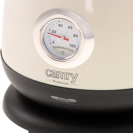 Camry CR 1344 - Elektrische waterkoker met thermometer - 1.7 liter - Creme