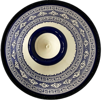Cuilina | Tajine Fes Ø30cm - Inductie – Handgemaakt kleurrijke keramiek – wit/blauw