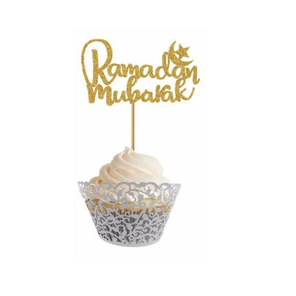 Cupcake Prikker Ramadan Mubarak (Goud) - 6 stuks