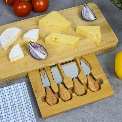KINGHoff Bamboe Kaasplank met Accessoires – Meerdere Kleuren