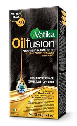Dabur Vatika Oil Fusion Permanent Hair Color Kit 2.0 Natural Black 108 Ml