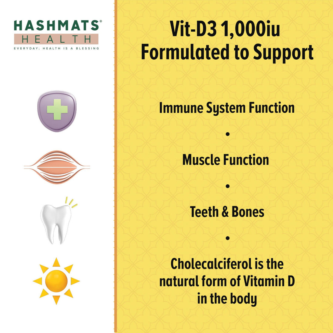 Vitamine D 1000 UI Halal - Vit-D3 par HASHMATS®