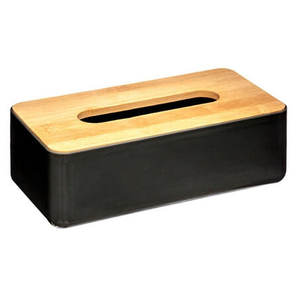 Zwarte Bamboe Tissuebox - Stijlvolle Zakdoekhouder (26 x 13 x 8,8 cm) - Moderne Opbergdoos voor Kleenex & Tissues - Duurzaam Design voor Woonkamer, Badkamer of Kantoor