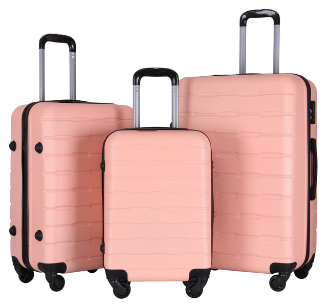 3-Delige Harde Kofferset – ABS – Lichtroze – 360° Zwenkwielen – Maat S/M/L