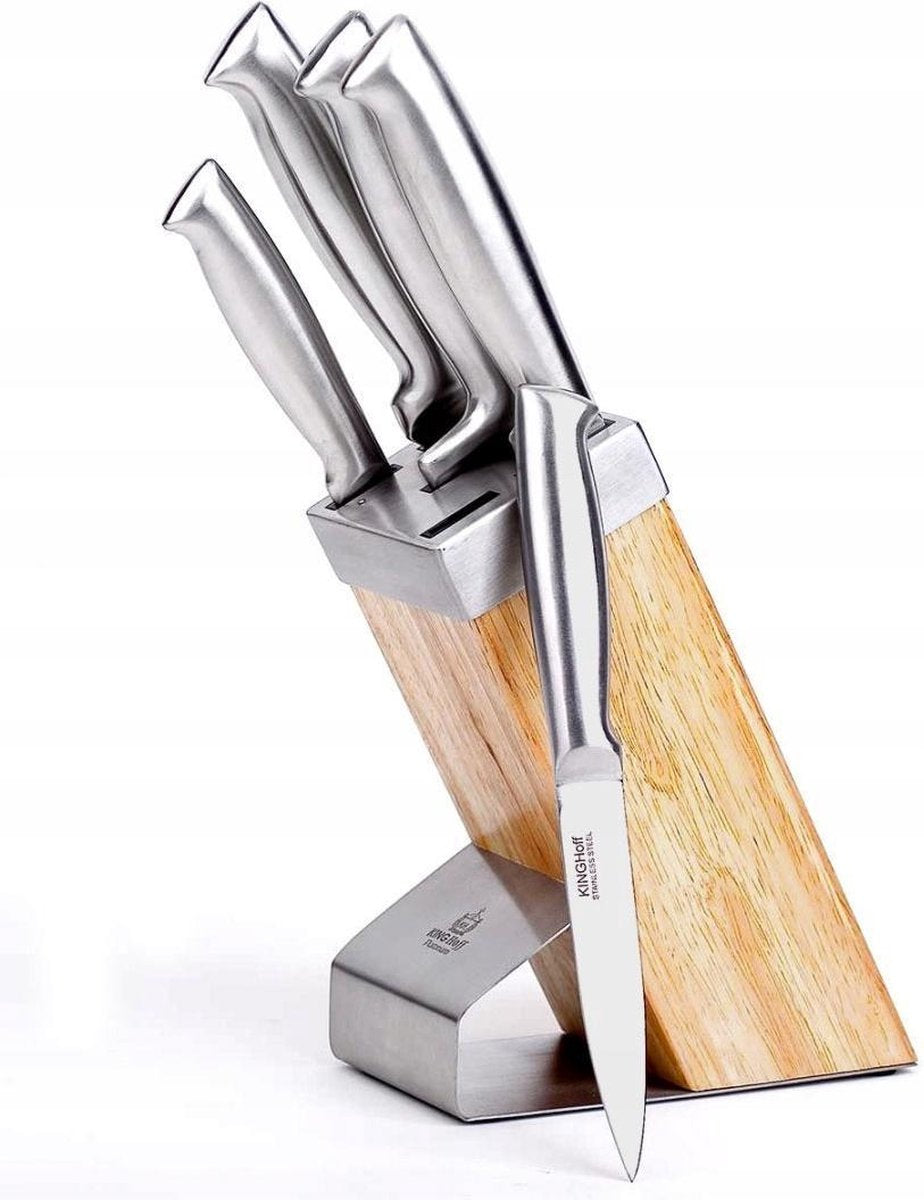 Kinghoff - Ensemble de 6 couteaux - avec bloc en bois