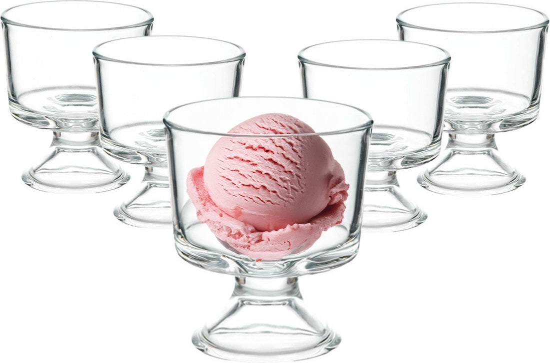 Coupes à glace/Sorbets/Desserts - lot de 6 - verre - 290 ml - sur pied - D9 cm/H10 cm