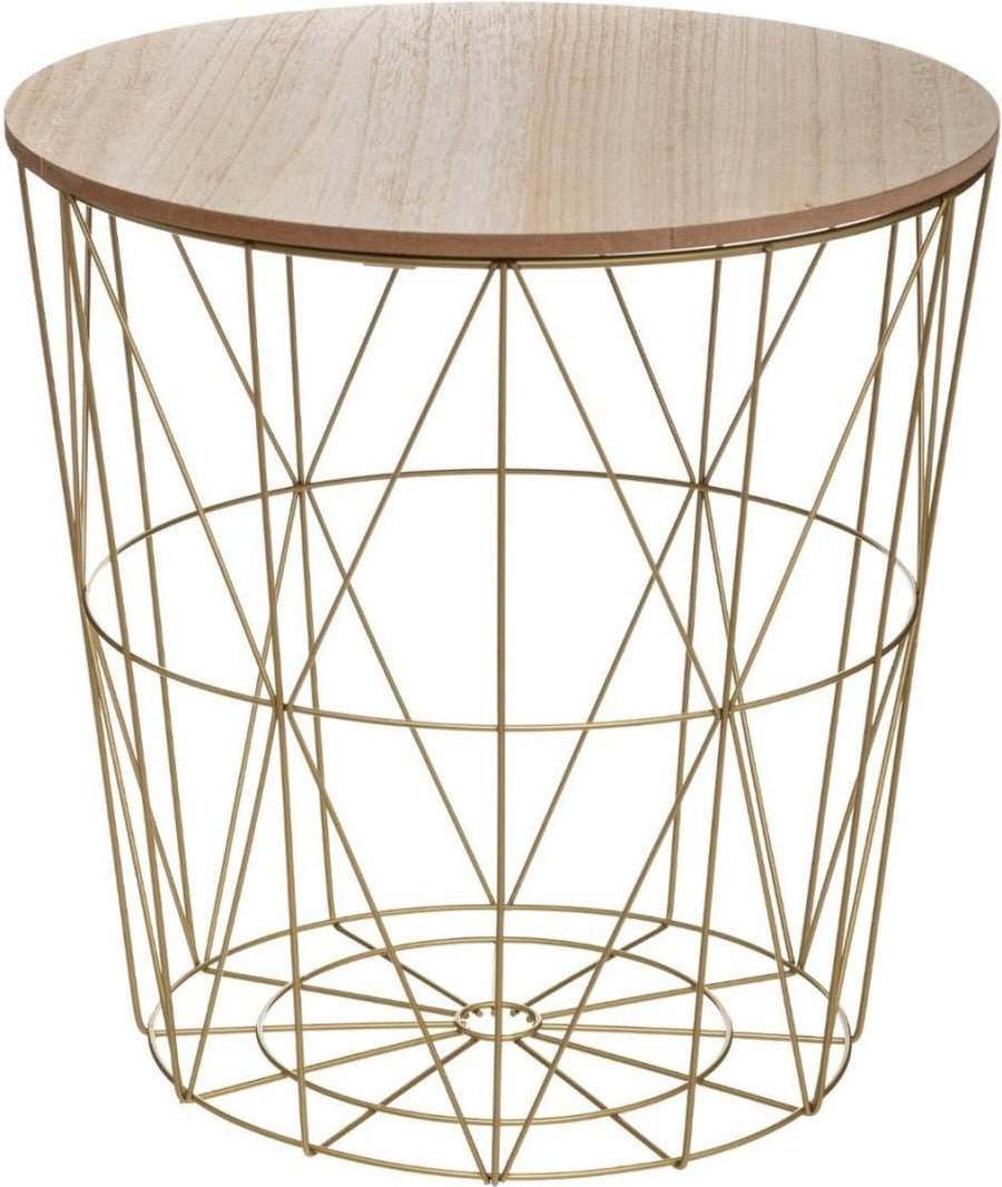 Gold Side Table - 39.5 x 41cm - Wood/Metal