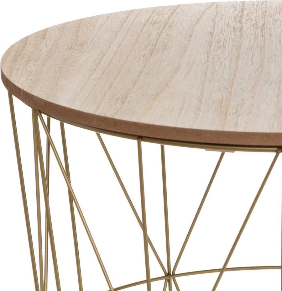 Gold Side Table - 39.5 x 41cm - Wood/Metal