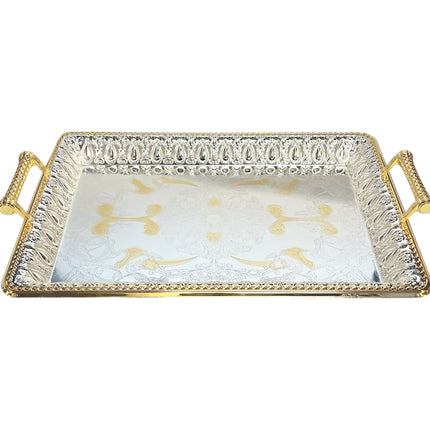 Dienblad rechthoek goud zilver 34x48 cm