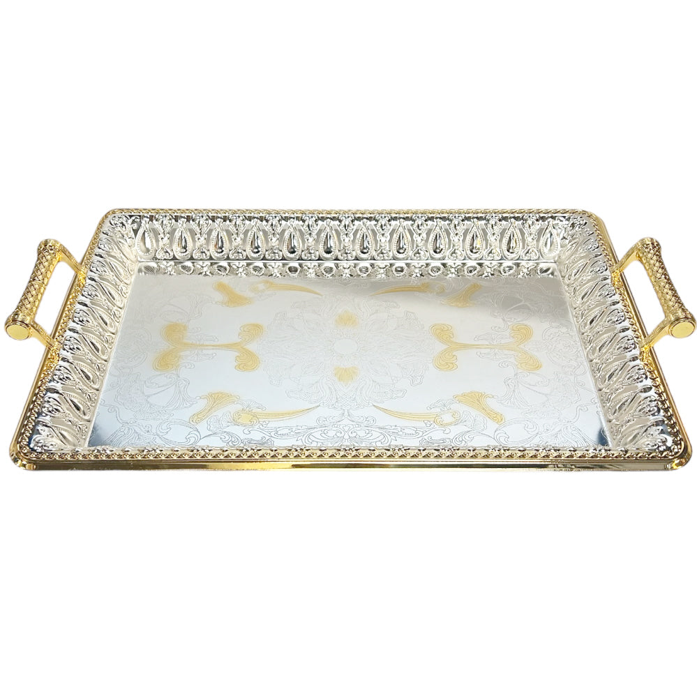 Rectangular tray gold silver 34x48 cm